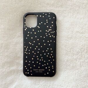 Kate Spade Black iPhone 11 Case with Gold Dots